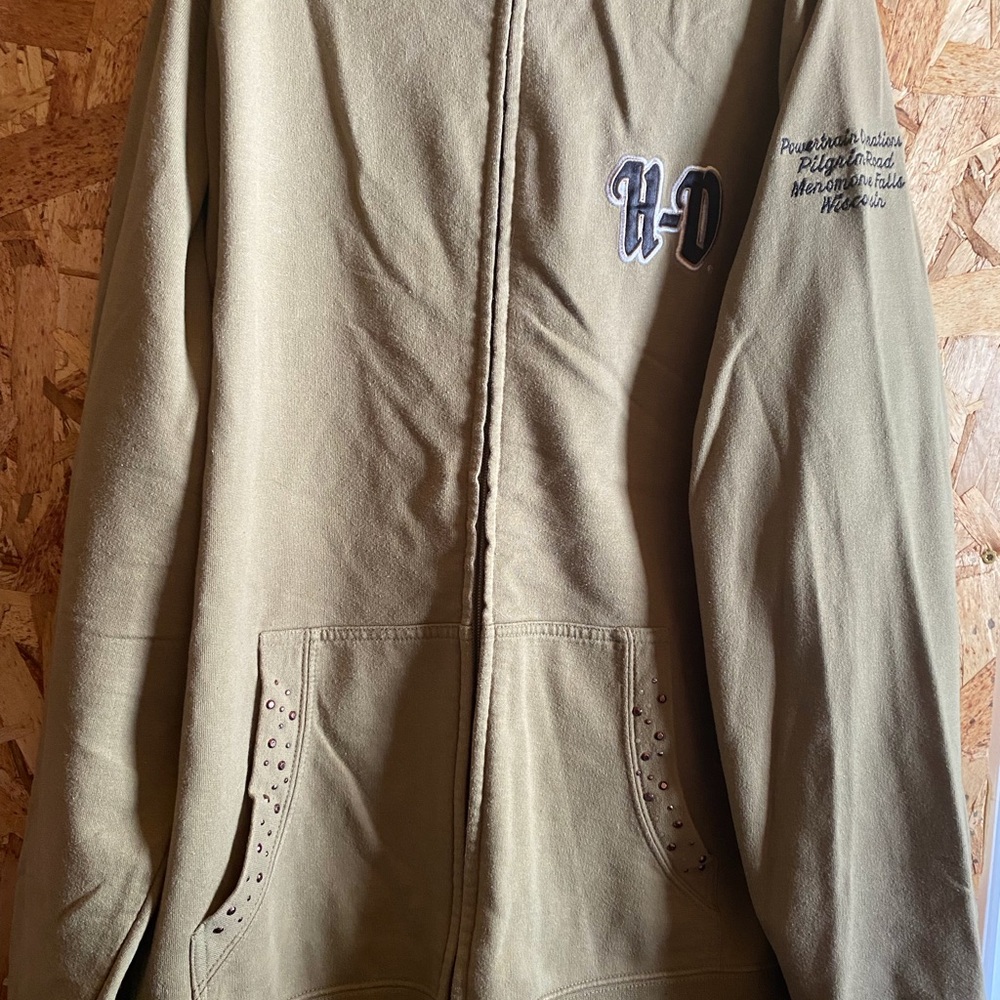 Harley-Davidson Tan Zip Hoodie with Black & Orange Logo